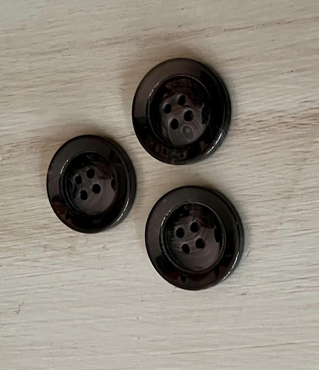 Deep Black Premium Organic Polymer Button 25mm 4 Eye (3 piece set)