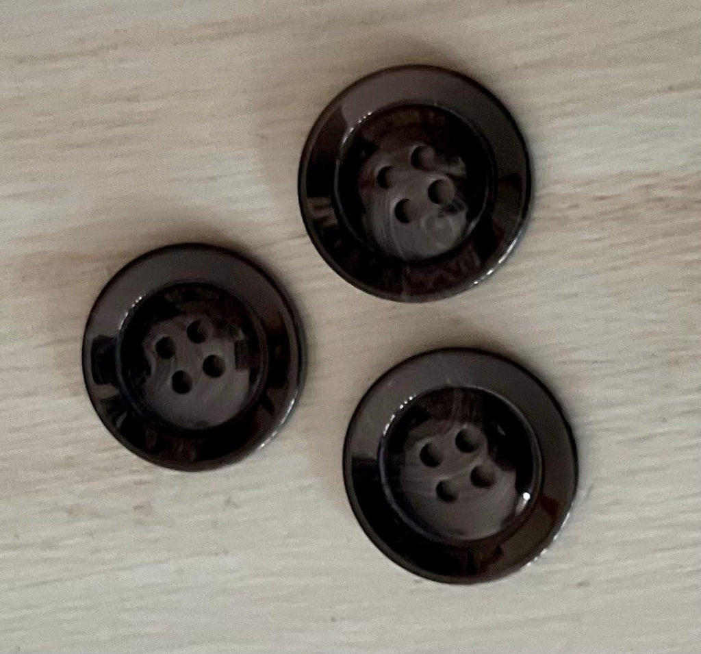 Deep Black Premium Organic Polymer Button 25mm 4 Eye (3 piece set)